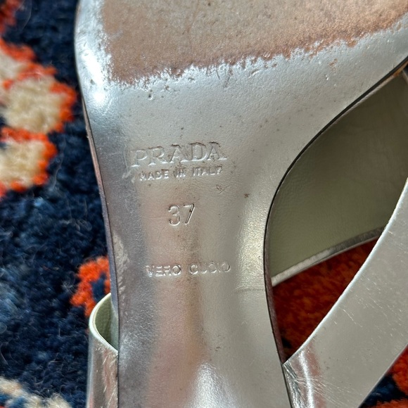 Authentic Prada Silver Heeled Sandals - Picture 5 of 5